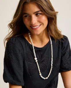 Tommy Bahama Moments in Paradise Quartz and Pearl Necklace Gold New