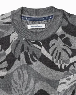 Tommy Bahama Monstera Camouflage Crew Sweater Heather Grey Outlet