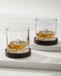 Tommy Bahama Mt. Everest Whiskey Glasses—Set of 2 Clear New