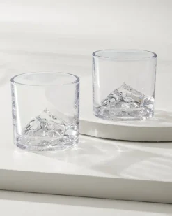 Tommy Bahama Mt. Everest Whiskey Glasses—Set of 2 Clear New