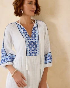 Tommy Bahama Mykonos Gauze Midi Coverup Dress White Clearance