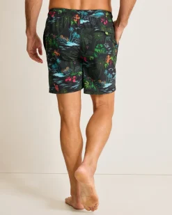 Tommy Bahama Naples Neon Shores 6-Inch Swim Trunks Black Sale