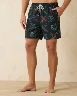 Tommy Bahama Naples Spotted at Sea 6-Inch Swim Trunks Black