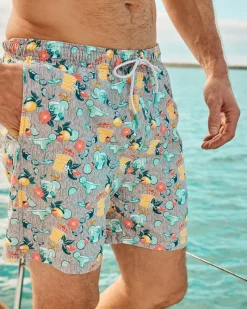 Tommy Bahama Naples Tales of a Cocktail 6-Inch Swim Trunks Concrete Grey Hot