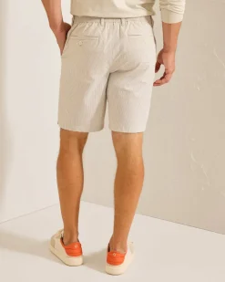 Tommy Bahama Nova Wave Seersucker Sand Stripe 9-Inch Shorts Stone Khaki