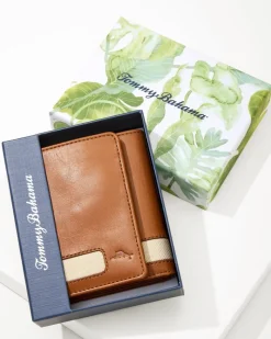 Tommy Bahama Nylon Inlay Trifold Wallet Tan Sale