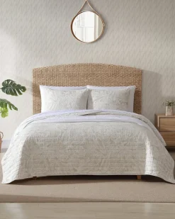 Tommy Bahama Ocean Deep Reversible 3-Piece Full/Queen Quilt Set Beige New