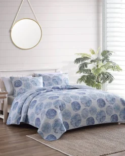 Tommy Bahama Ocean Isle 3-Piece Full/Queen Quilt Set Blue Hot