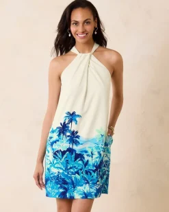 Tommy Bahama Ocean Side Views Silk Halter Dress Coconut Sale