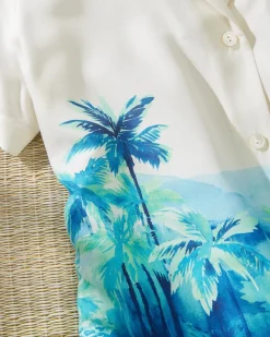 Tommy Bahama Oceanside Views Talulla Silk Camp Shirt Coconut Hot