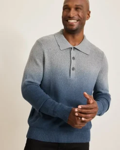 Tommy Bahama Ombré Dip-Dye Sweater Polo Dress Blues New