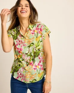 Tommy Bahama Orchid Bay Silk Camp Shirt Polished Pine Outlet
