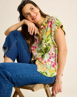 Tommy Bahama Orchid Bay Silk Camp Shirt Polished Pine Outlet