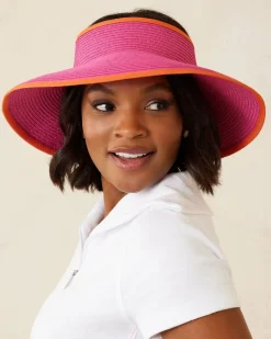Tommy Bahama Packable Ultra-Braid Visor Hot Pink/Orange New