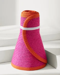 Tommy Bahama Packable Ultra-Braid Visor Hot Pink/Orange New