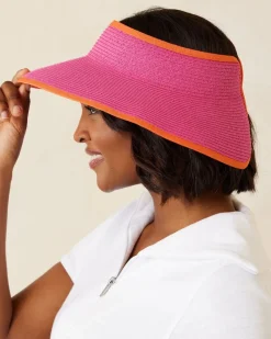 Tommy Bahama Packable Ultra-Braid Visor Hot Pink/Orange New