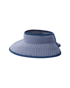 Tommy Bahama Packable Ultra-Braid Visor Navy/White Mix New