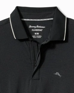 Tommy Bahama Palm Desert Fairway IslandZone® Long-Sleeve Polo Jet Black Sale