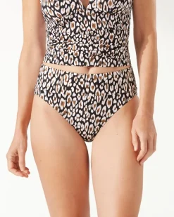 Tommy Bahama Palm Modern® Safari Cat High-Waist Bikini Bottoms Black