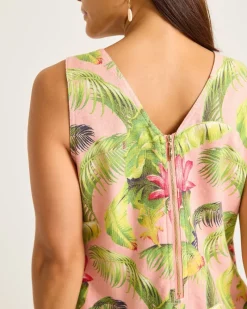 Tommy Bahama Palm-A-Dora Frond Royal Sheath Dress Coral Haze Outlet