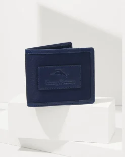 Tommy Bahama Passcase Wallet With Patch Logo Navy Hot