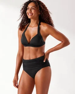 Tommy Bahama Pearl Shirred High-Waist Bikini Bottoms Black Online