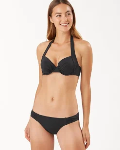 Tommy Bahama Pearl Underwire Halter Bikini Top Black Hot