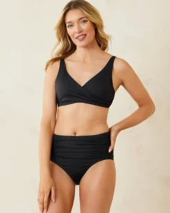 Tommy Bahama Pearl Underwire Wrap-Front Bikini Top Black Online