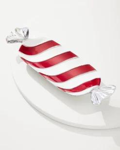 Tommy Bahama Peppermint Candy Dish Red/White Discount