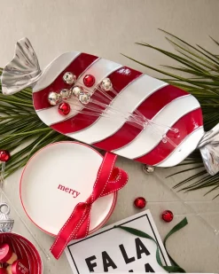 Tommy Bahama Peppermint Candy Dish Red/White Discount