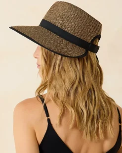 Tommy Bahama Pinched-Crown Face Saver Hat Natural/Black Clearance