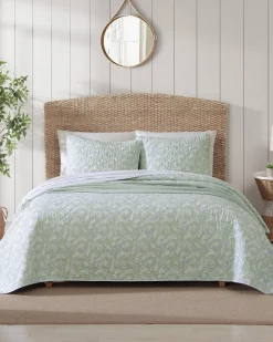 Tommy Bahama Pineapple Bloom Reversible 2-Piece Twin Quilt Set Green New