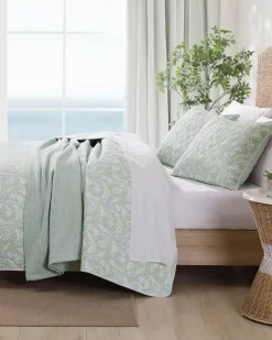 Tommy Bahama Pineapple Bloom Reversible 2-Piece Twin Quilt Set Green New