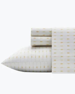 Tommy Bahama Pineapple Pinstripe 4-Piece King Sheet Set Yellow