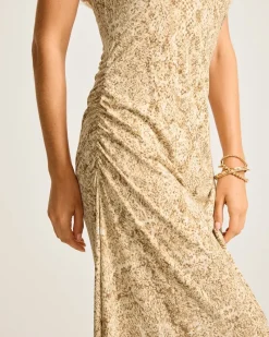 Tommy Bahama Playa Python Maxi One-Shoulder Dress Travertine Best