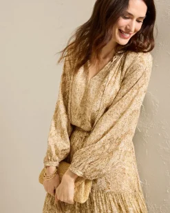 Tommy Bahama Playa Python Peasant Top Travertine Outlet