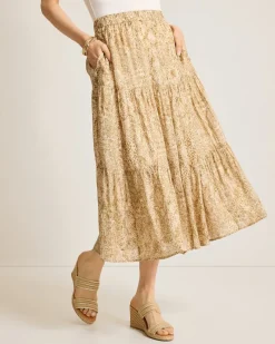 Tommy Bahama Playa Python Shimmer Midi Skirt Travertine Outlet