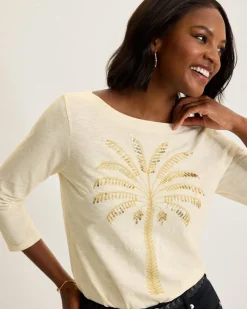 Tommy Bahama Puerta Del Sol Lux 3/4-Sleeve T-Shirt Coconut