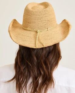 Tommy Bahama Raffia Crochet Cowboy Hat Natural/Gold Outlet