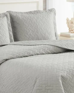 Tommy Bahama Raffia Solid 2-Piece Twin Quilt Set Grey Best