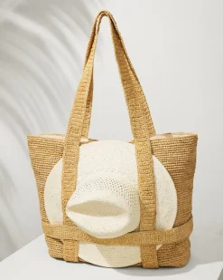 Tommy Bahama Raffia Traveler Tote Natural Outlet