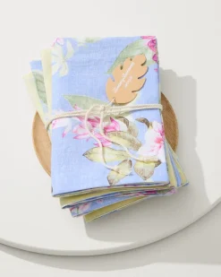 Tommy Bahama Upcycled Reversible Linen Dinner Napkins - Set of 4 Ray New