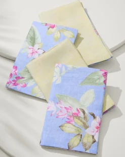 Tommy Bahama Upcycled Reversible Linen Dinner Napkins - Set of 4 Ray New