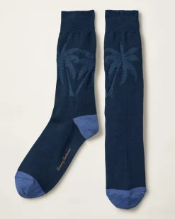 Tommy Bahama Reflection Texture Palm Socks Navy Sale