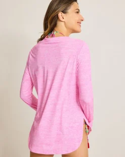 Tommy Bahama Relaxed Rash Guard Preppy Pink Hot