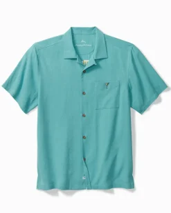 Tommy Bahama Retro Lounge Silk Camp Shirt Como Blue
