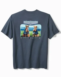 Tommy Bahama Rumming Back, Wine Retriever Pocket T-Shirt Navy Heather Discount