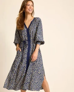 Tommy Bahama Safari Spots Midi Dress Island Navy Hot