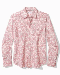 Tommy Bahama San Lucio Casa Vines Stretch Knit Shirt Rose Red Hot