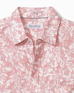 Tommy Bahama San Lucio Casa Vines Stretch Knit Shirt Rose Red Hot